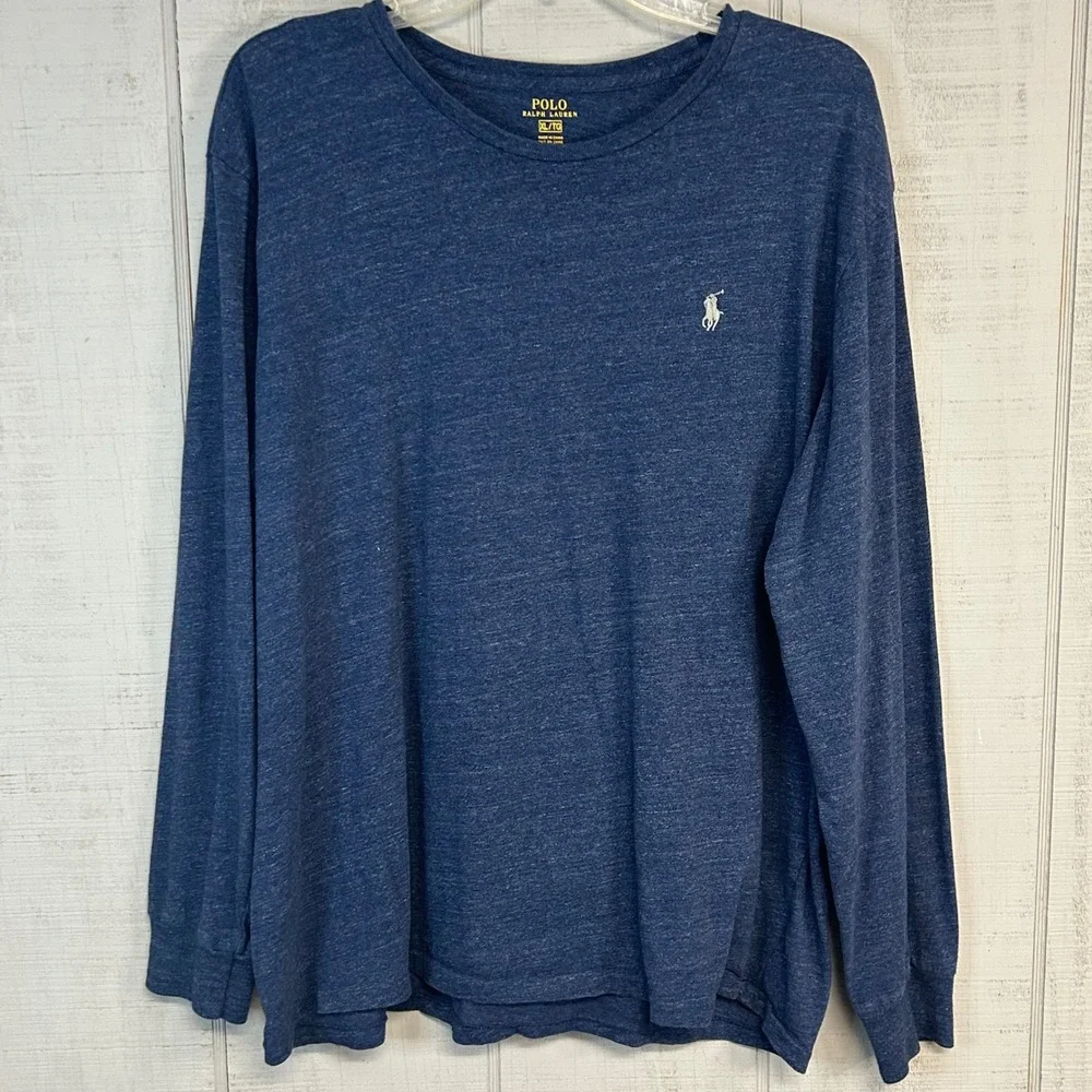 Polo Ralph Lauren Mens Crew Neck T Shirt XL Long Sleeve Pony Cotton Blue‎ Layers